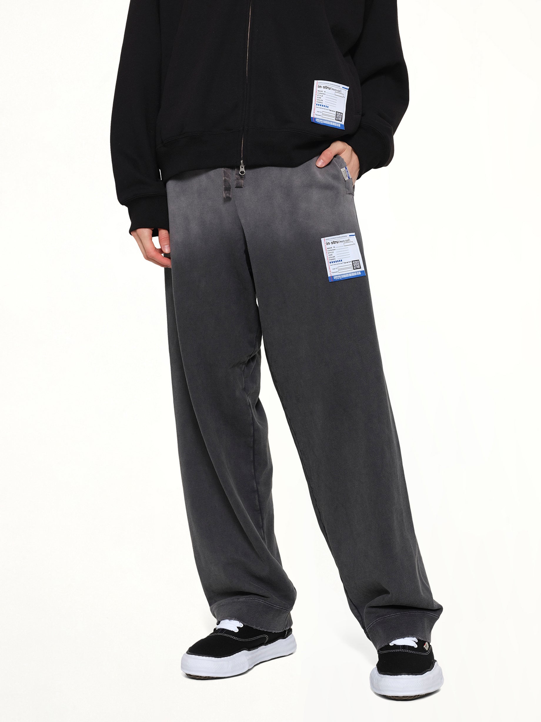 Instrumental French Terry Distressed Easy Pants in Black