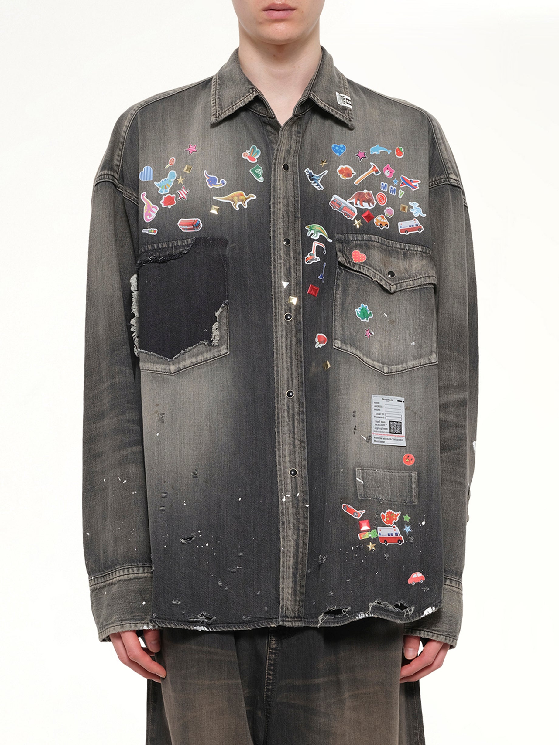 Denim Shirts W Sticker in Black