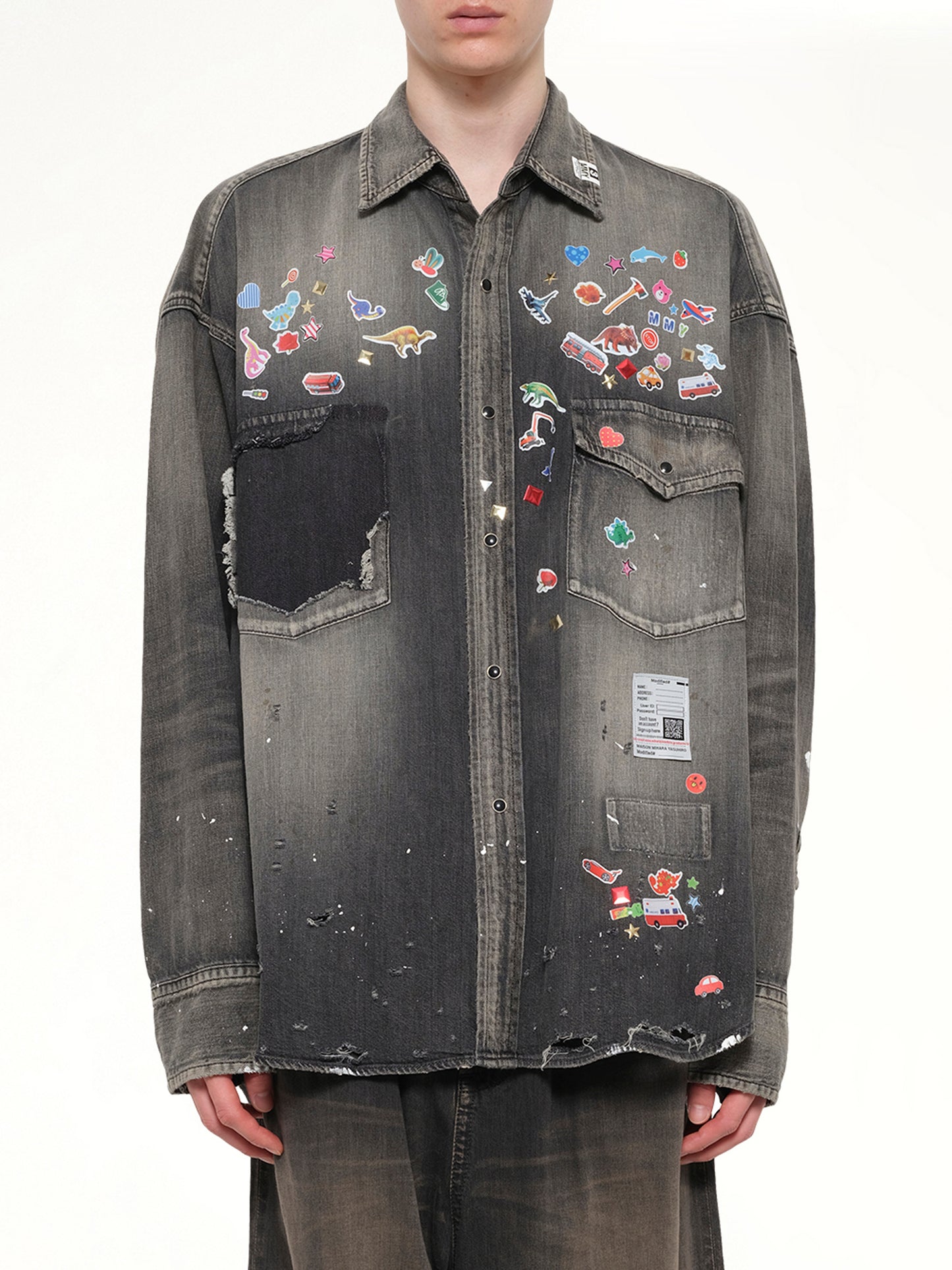 Denim Shirts W Sticker in Black