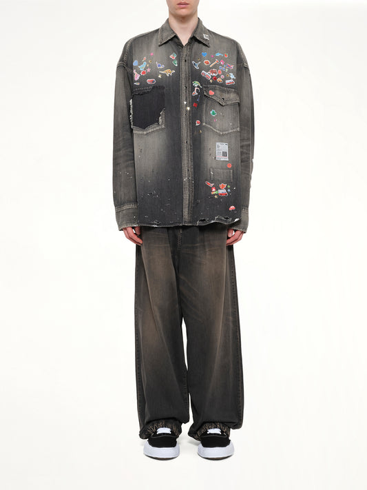 Denim Shirts W Sticker in Black