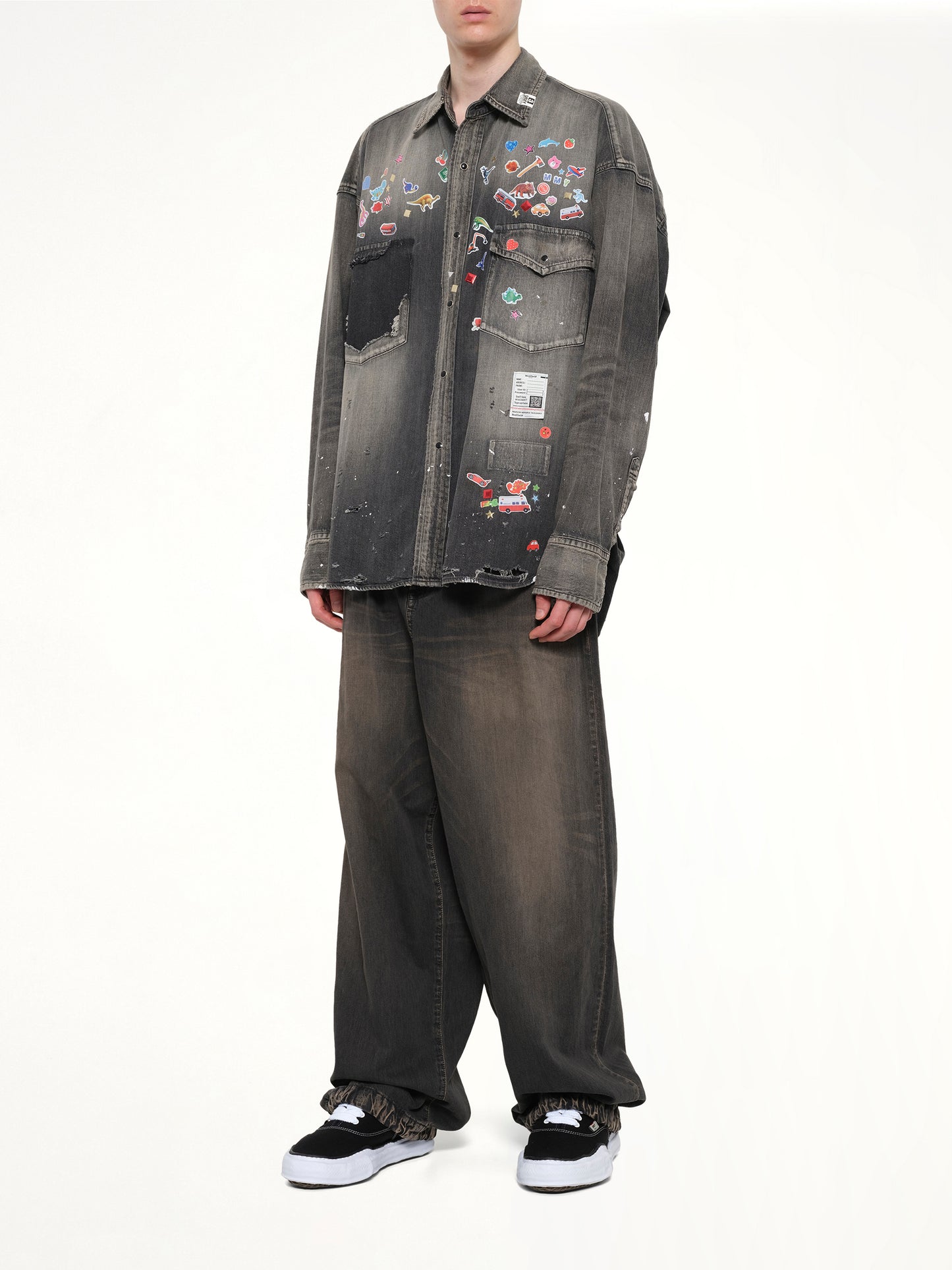 Denim Shirts W Sticker in Black