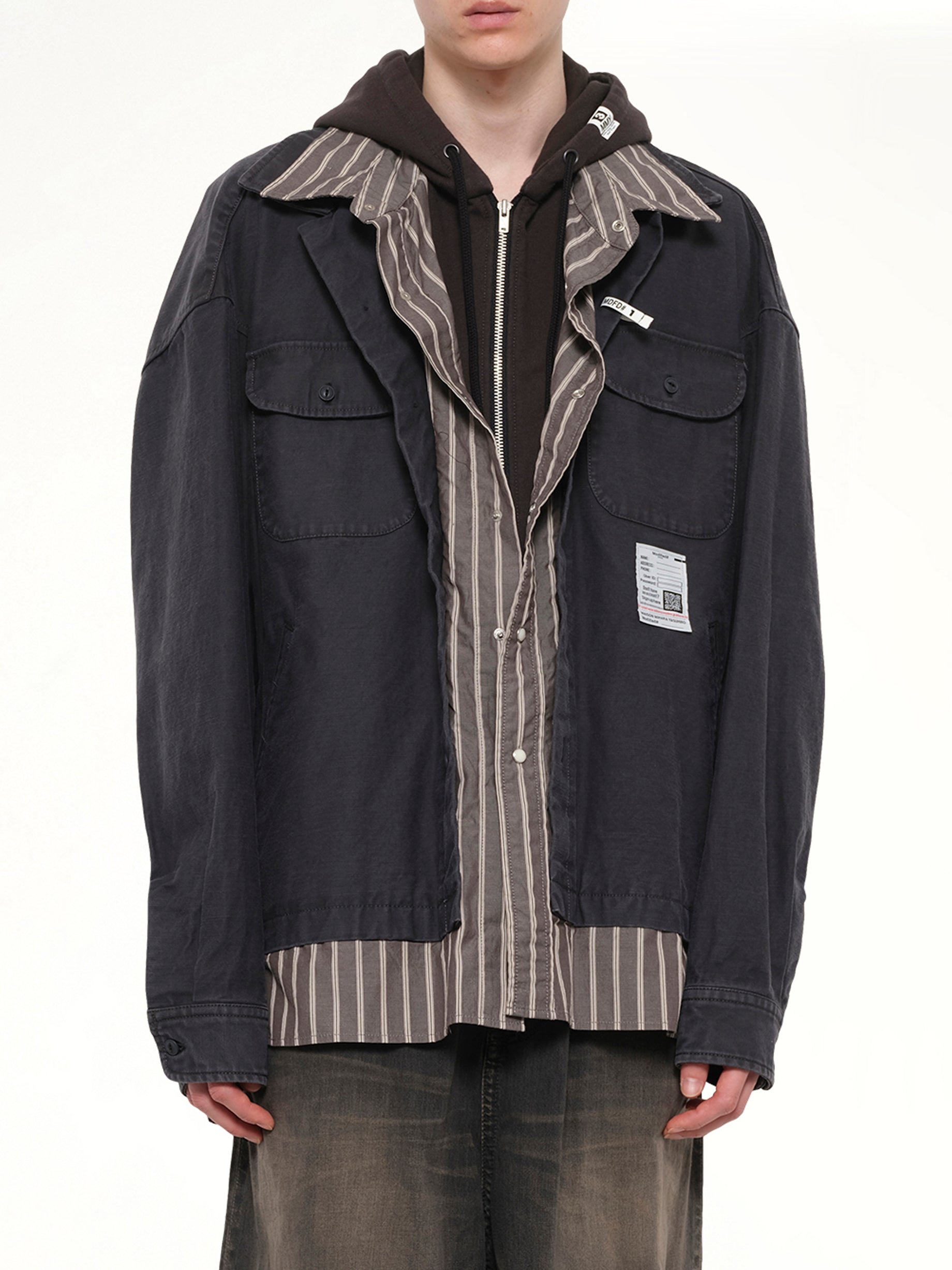 MAISON MIHARA YASUHIRO Triple Layered L/S Shirts in Black Detail Shot from MARAIS