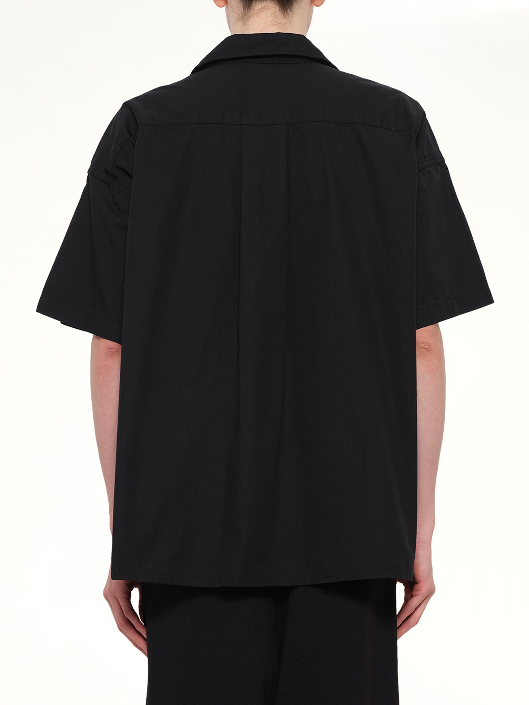 MAISON MIHARA YASUHIRO Instrumental High Density OX Shirts in Black Back View from MARAIS