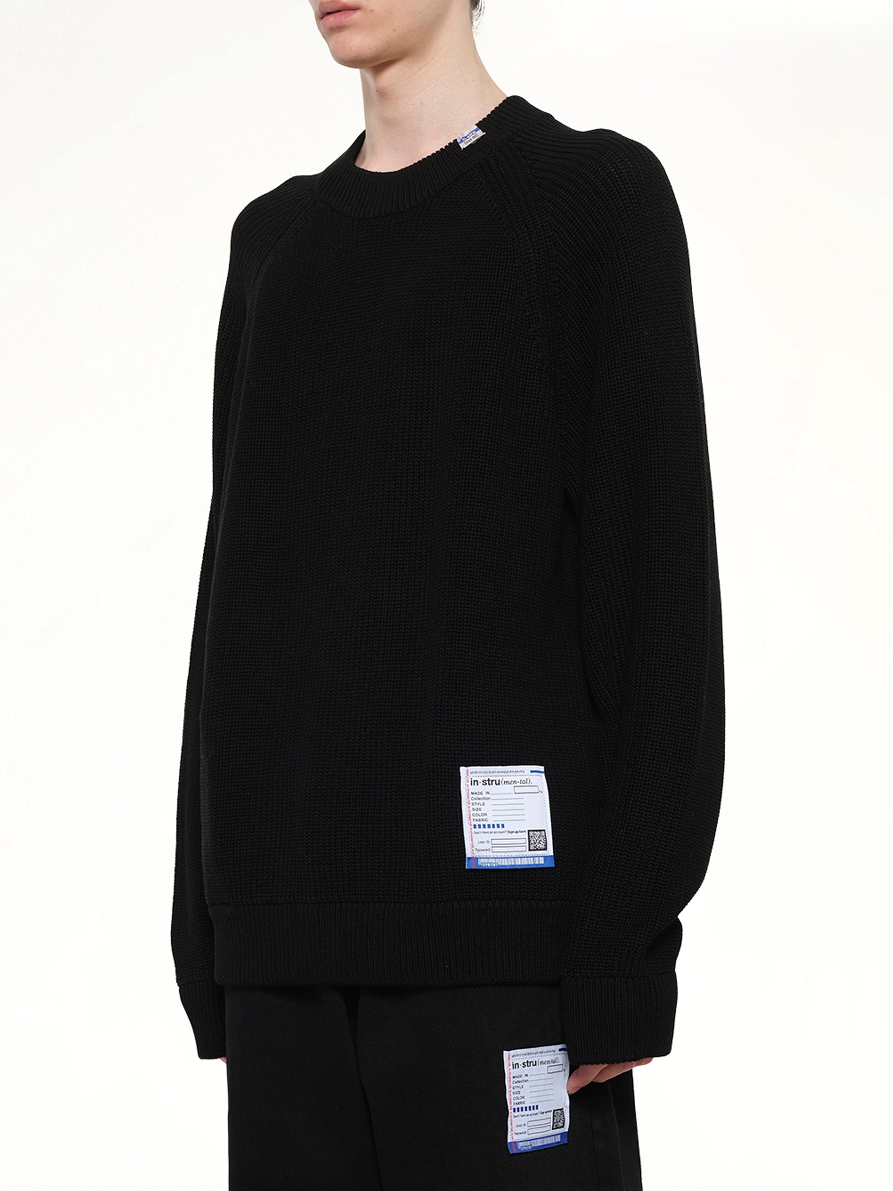 MAISON MIHARA YASUHIRO Instrumental High Density Knit Pullover in Black Side View from MARAIS