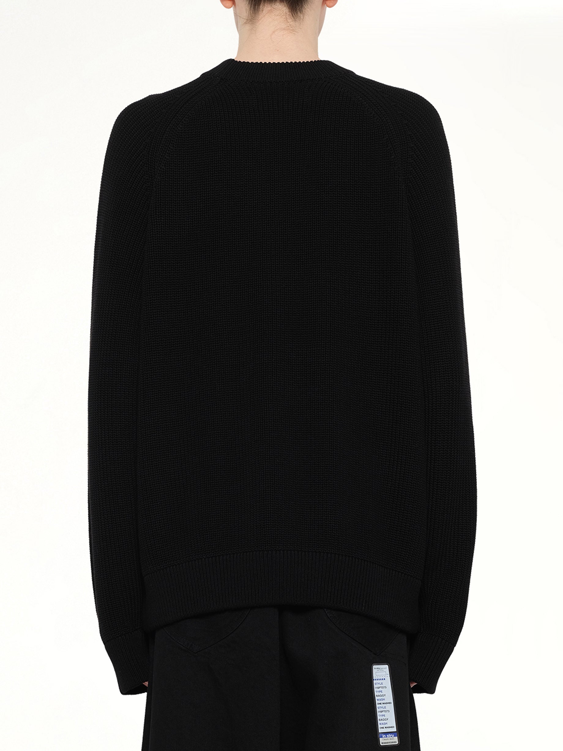 MAISON MIHARA YASUHIRO Instrumental High Density Knit Pullover in Black Back View from MARAIS