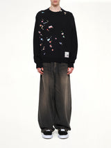 Kids Sticker Knit Pullover in Black