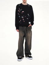 Kids Sticker Knit Pullover in Black