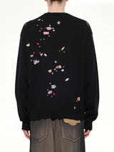 Kids Sticker Knit Pullover in Black