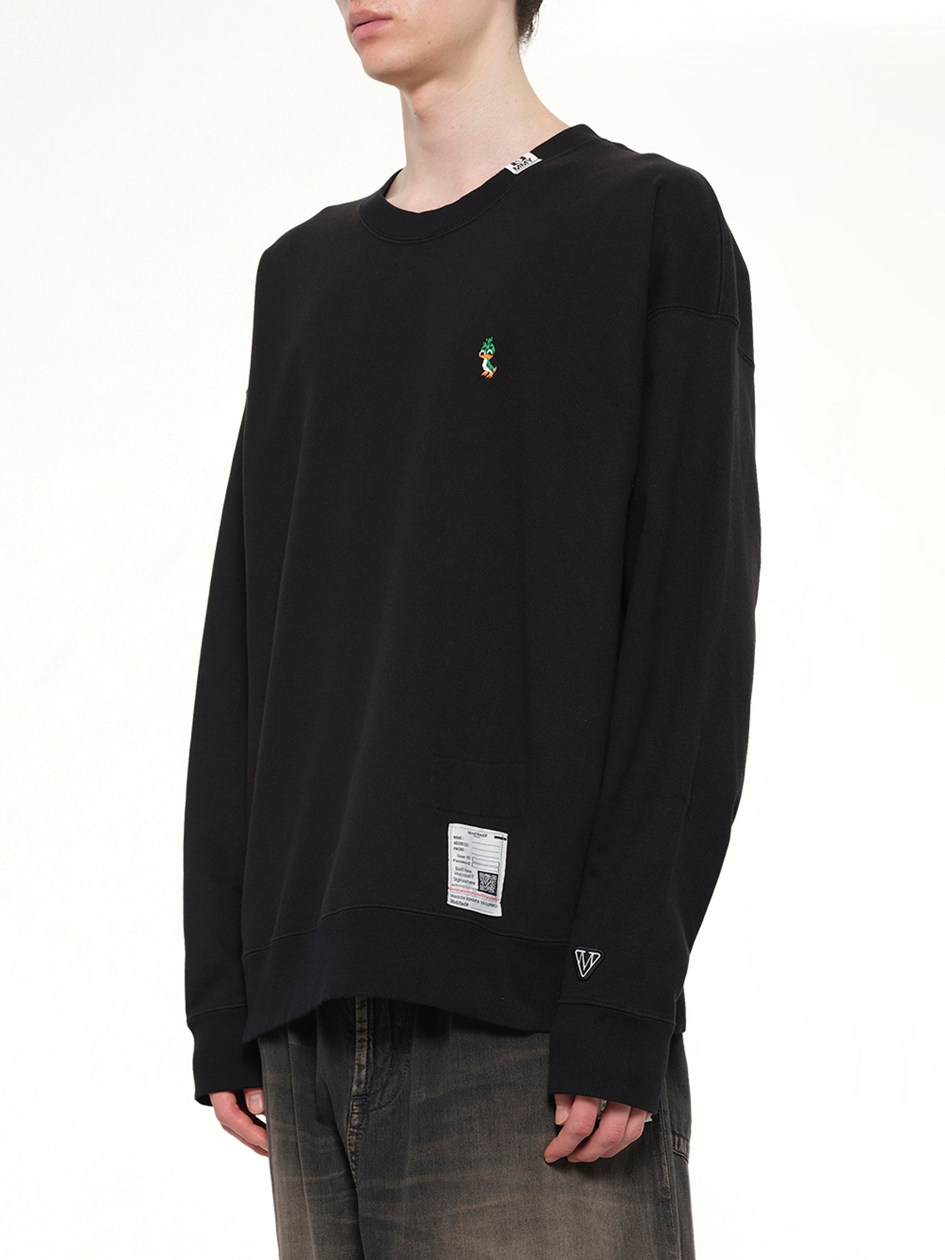 MAISON MIHARA YASUHIRO Leon Embroidery Pullover in Black Side View from MARAIS