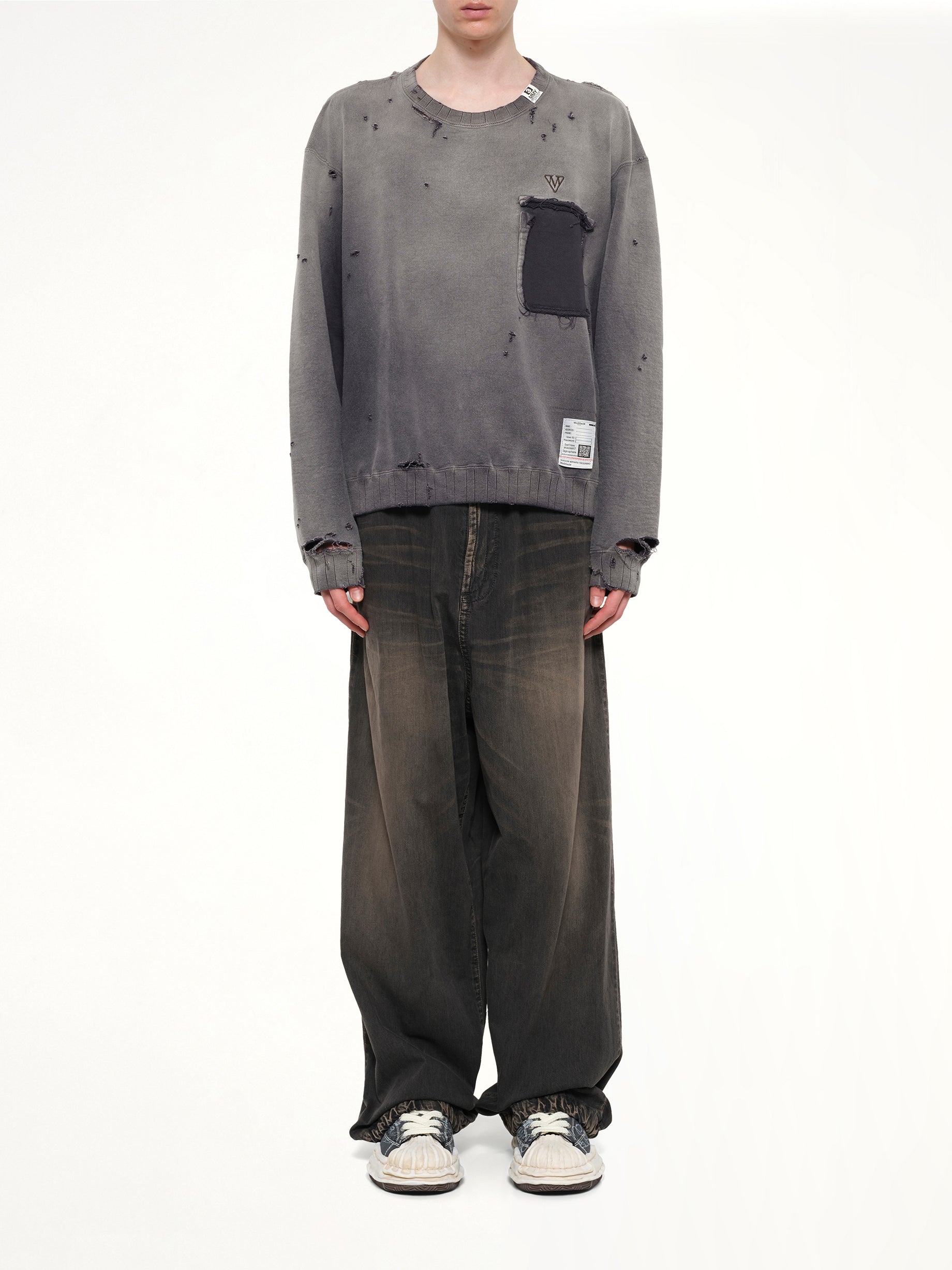 MAISON MIHARA YASUHIRO Sun Faded Pullover in Black Model View from MARAIS