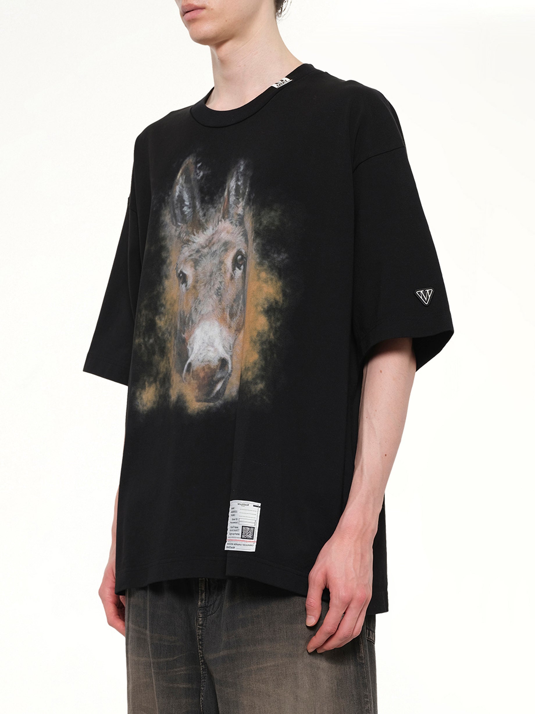 MAISON MIHARA YASUHIRO Horse Printed T-Shirt in Black Side View from MARAIS