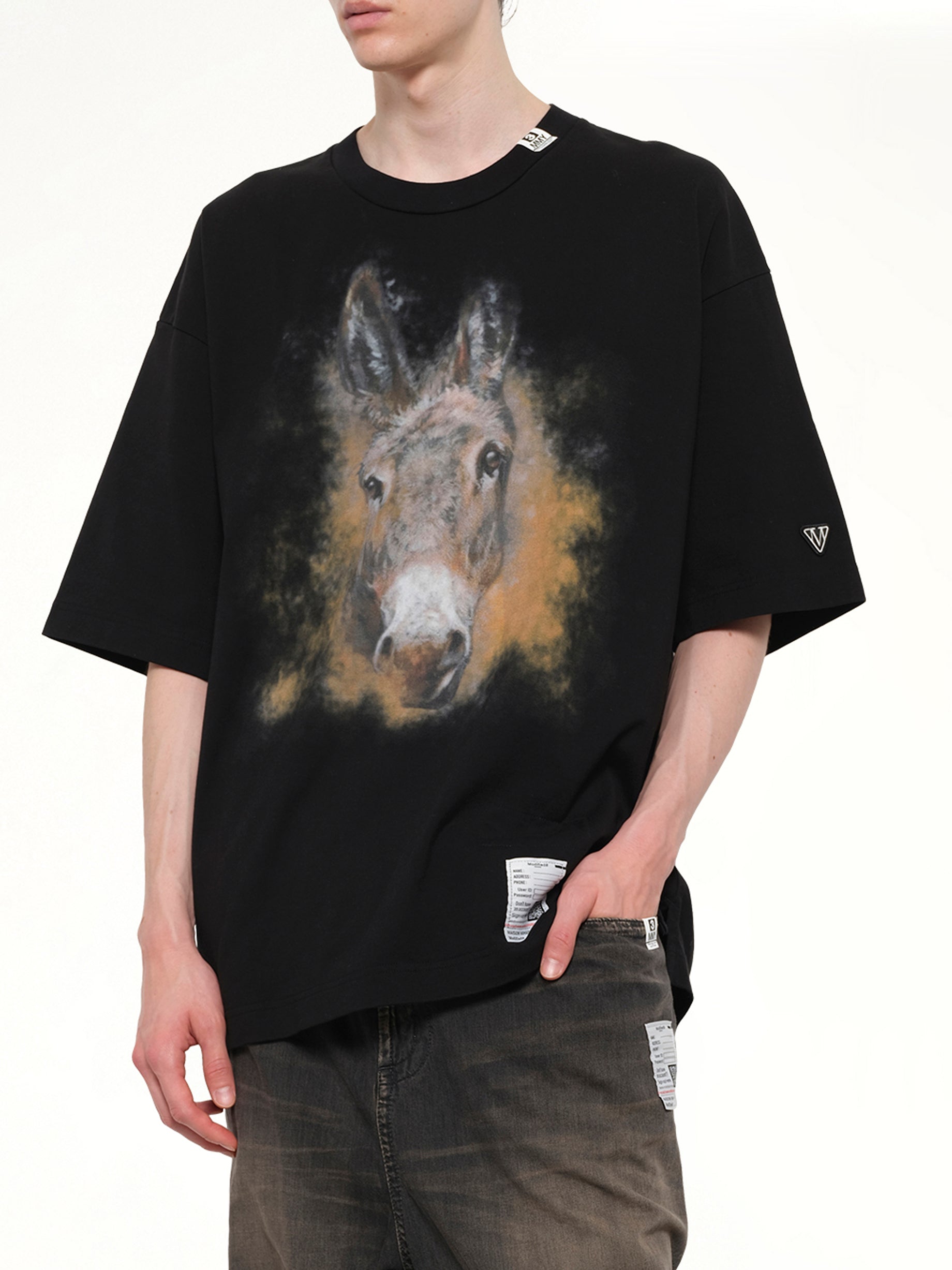 MAISON MIHARA YASUHIRO Horse Printed T-Shirt in Black Detail Shot from MARAIS