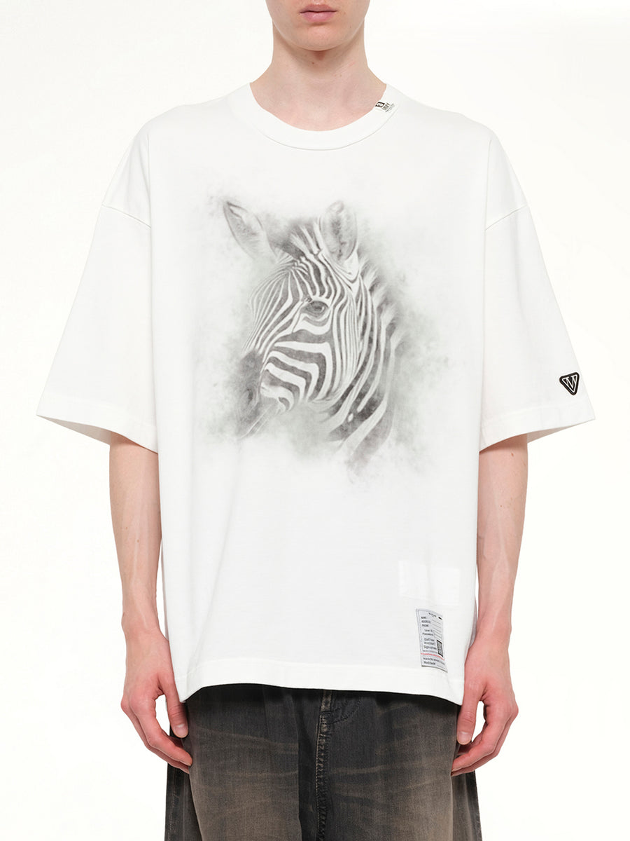Zebra Printed T-Shirt in White