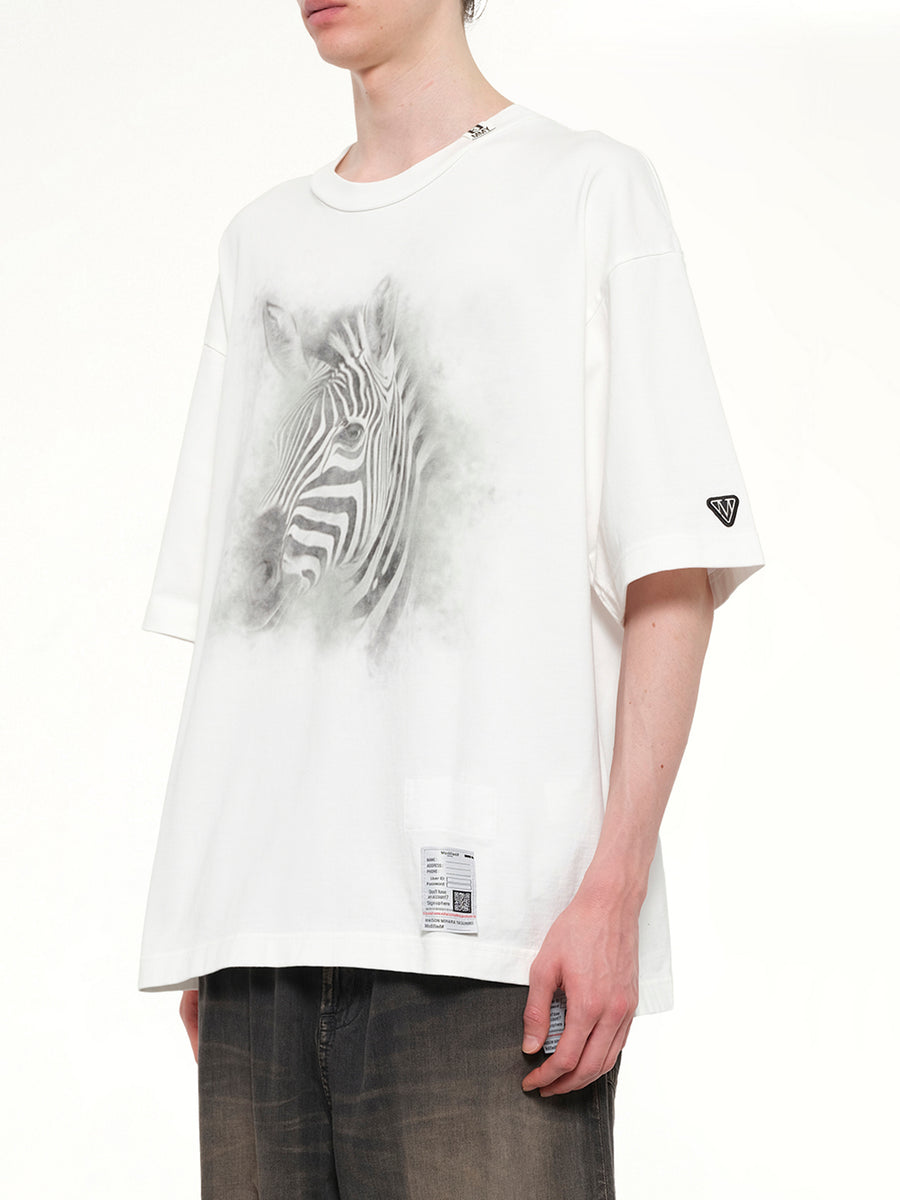 Zebra Printed T-Shirt in White