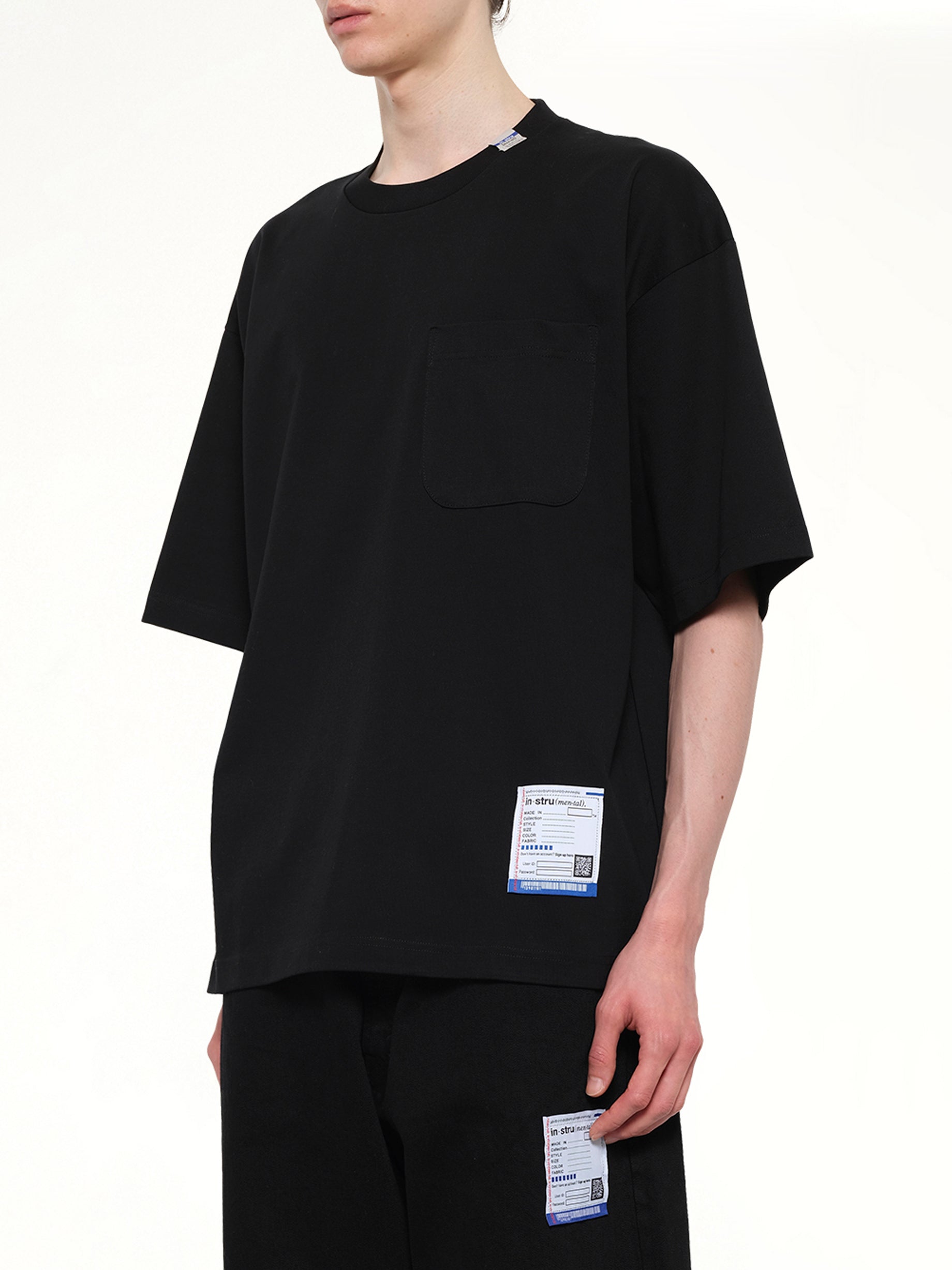 MAISON MIHARA YASUHIRO Instrumental Heavy Weight Pocket T-Shirt in Black Side View from MARAIS