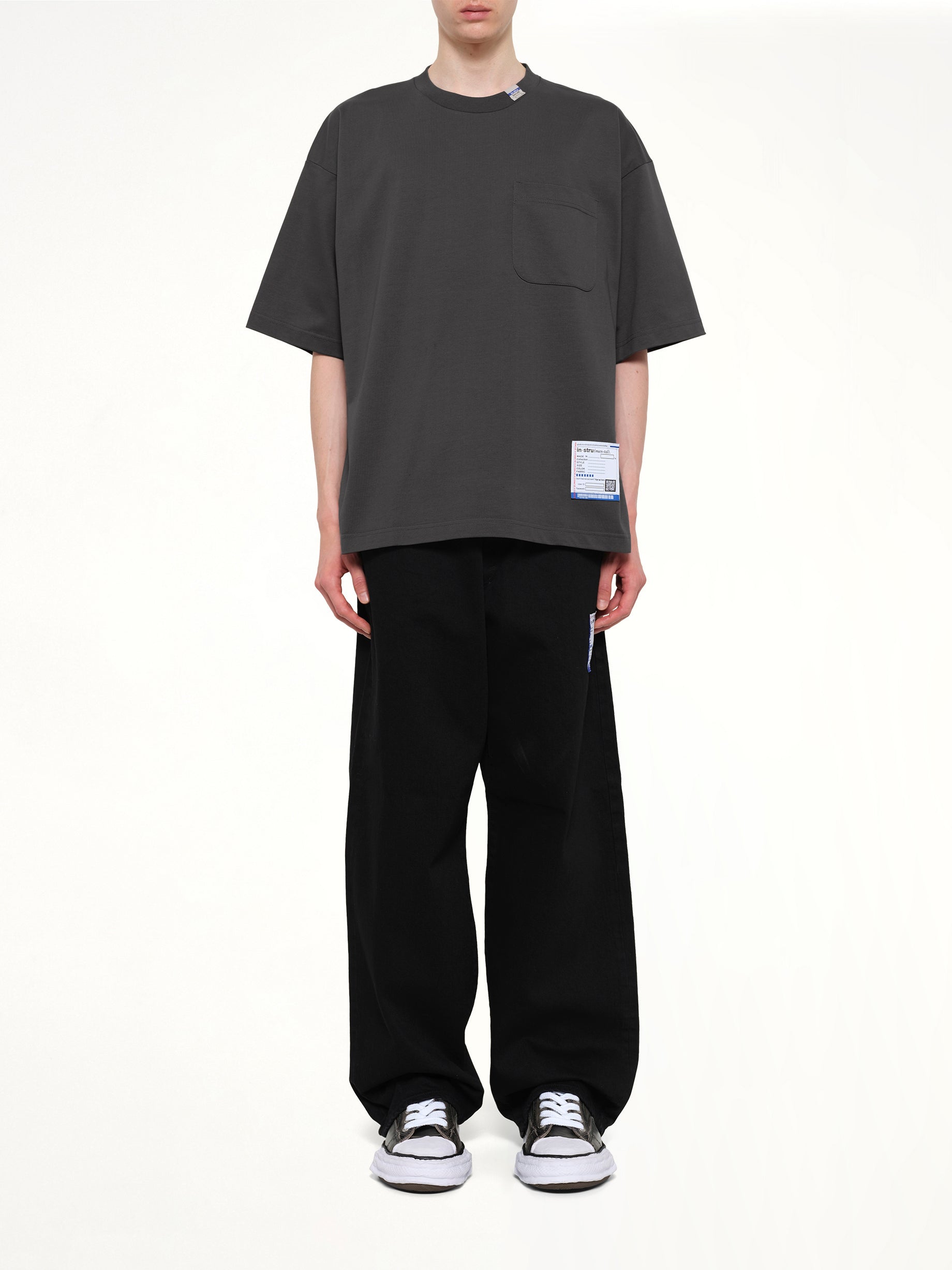 MAISON MIHARA YASUHIRO Instrumental Heavy Weight Pocket T-Shirt in Dark Gray Model View from MARAIS