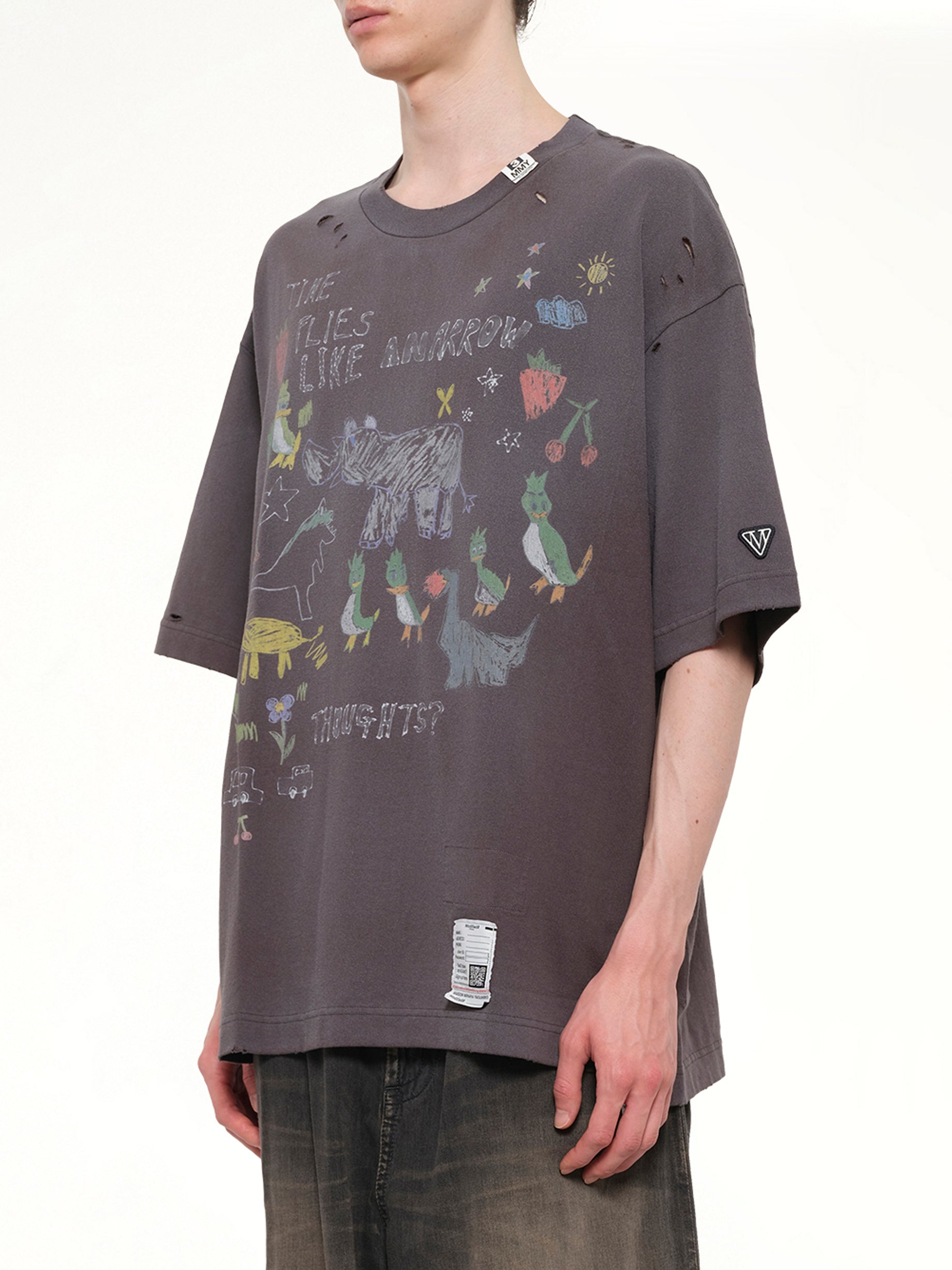MAISON MIHARA YASUHIRO Kids Doodle T-Shirt in Black Side View from MARAIS