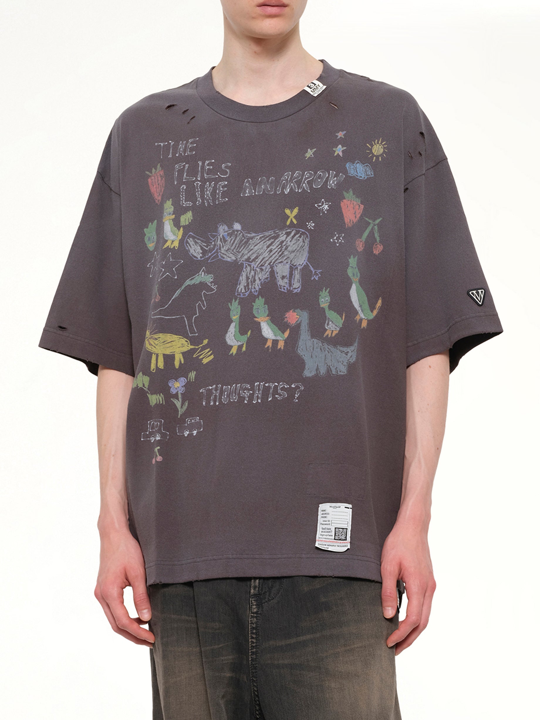 MAISON MIHARA YASUHIRO Kids Doodle T-Shirt in Black Detail Shot from MARAIS