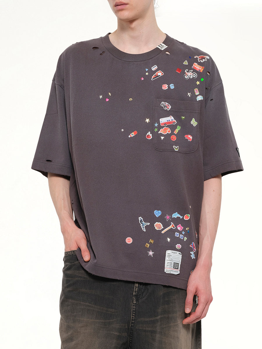 Kids Sticker T-Shirt in Black