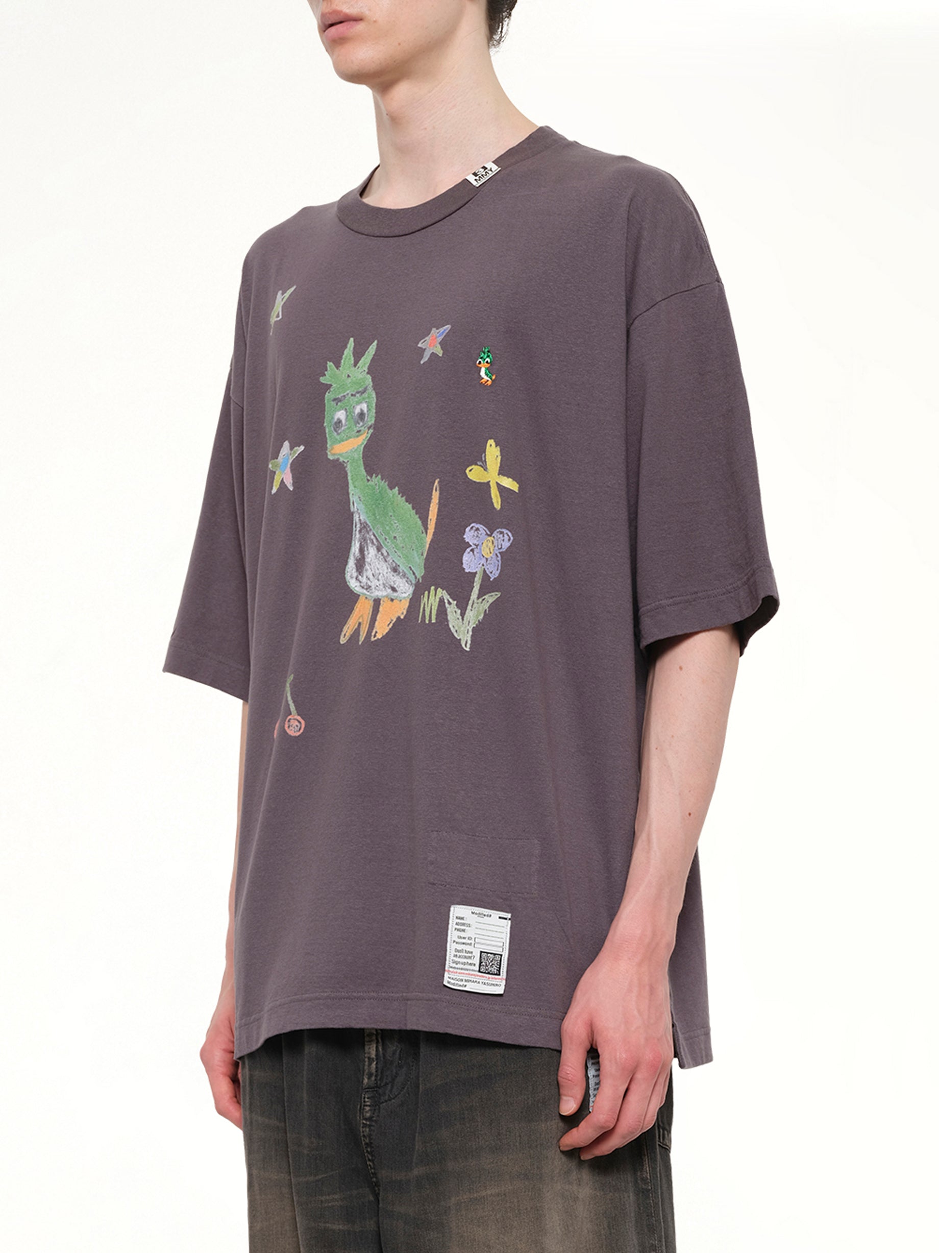 MAISON MIHARA YASUHIRO Leon Kids Doodle T-Shirt in Black Side View from MARAIS