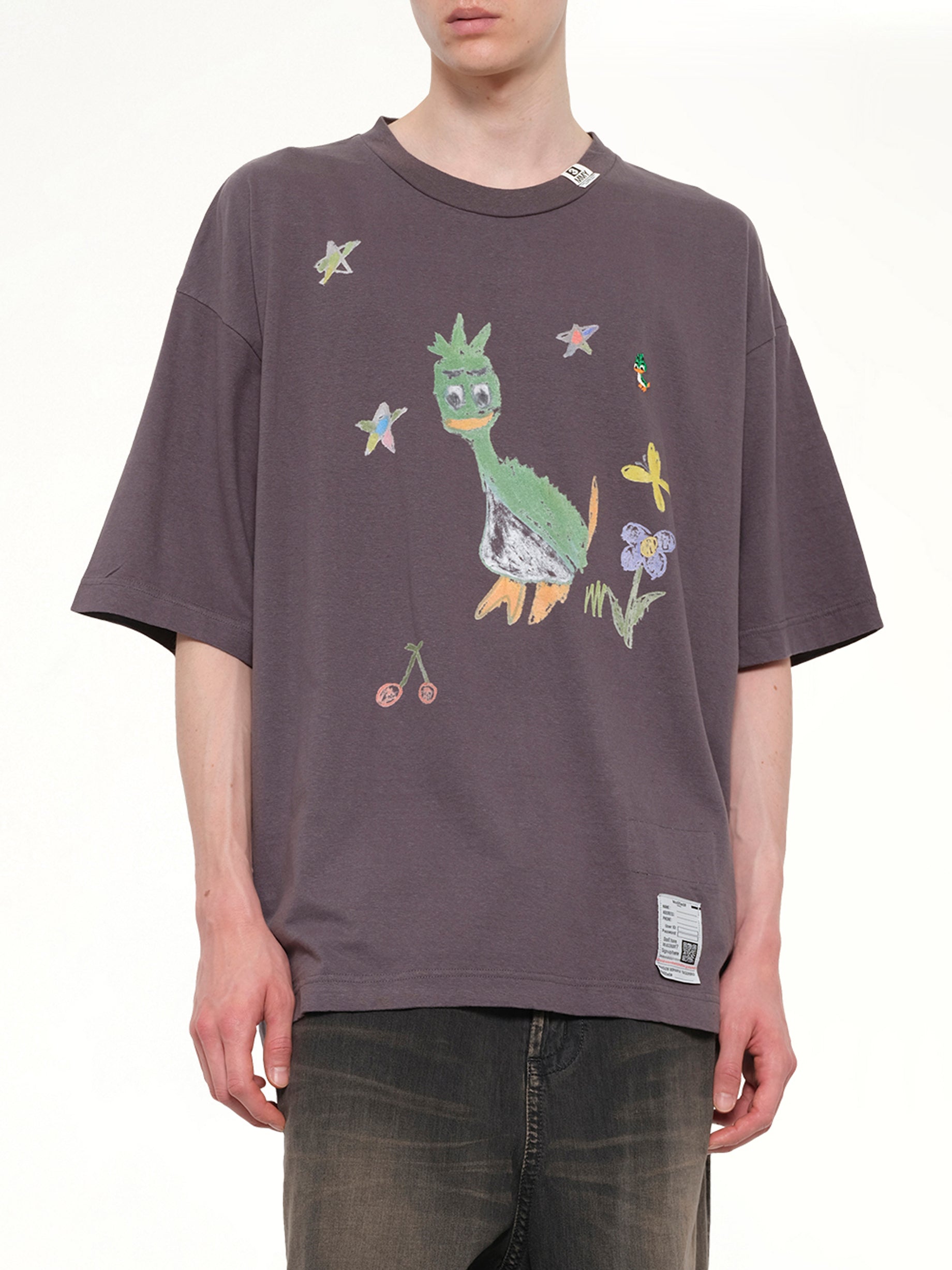 MAISON MIHARA YASUHIRO Leon Kids Doodle T-Shirt in Black Detail Shot from MARAIS