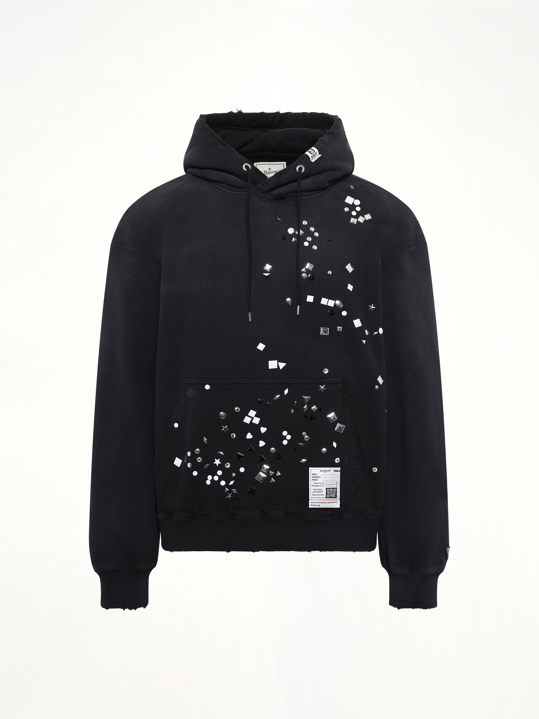 MAISON MIHARA YASUHIRO Embellished Hoodie in Black Product Photo from MARAIS