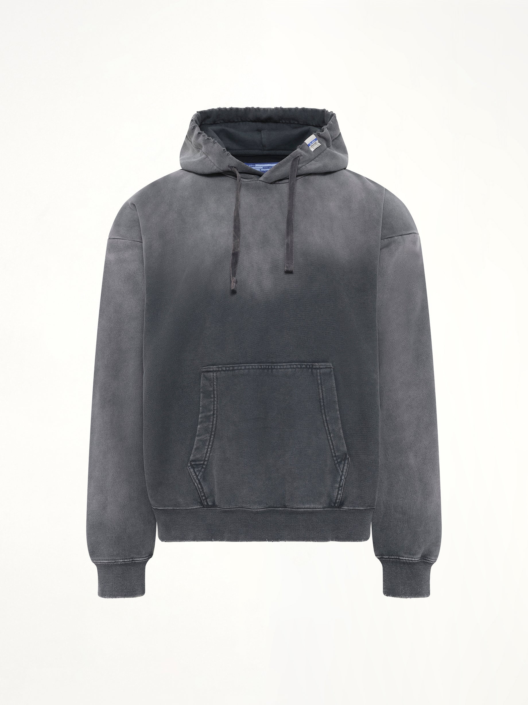 MAISON MIHARA YASUHIRO Instrumental French Terry Distressed Hoodie in Black Product Photo from MARAIS