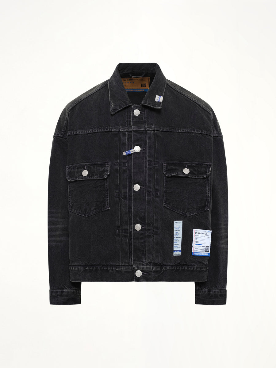 Instrumental Hard Washed Selvage Denim Jacket in Black