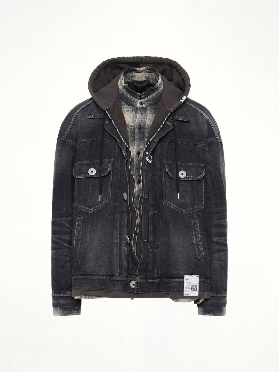 Triple Layered Denim Jacket in Black