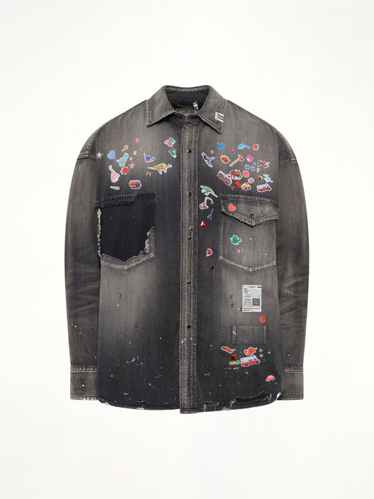Denim Shirts W Sticker in Black