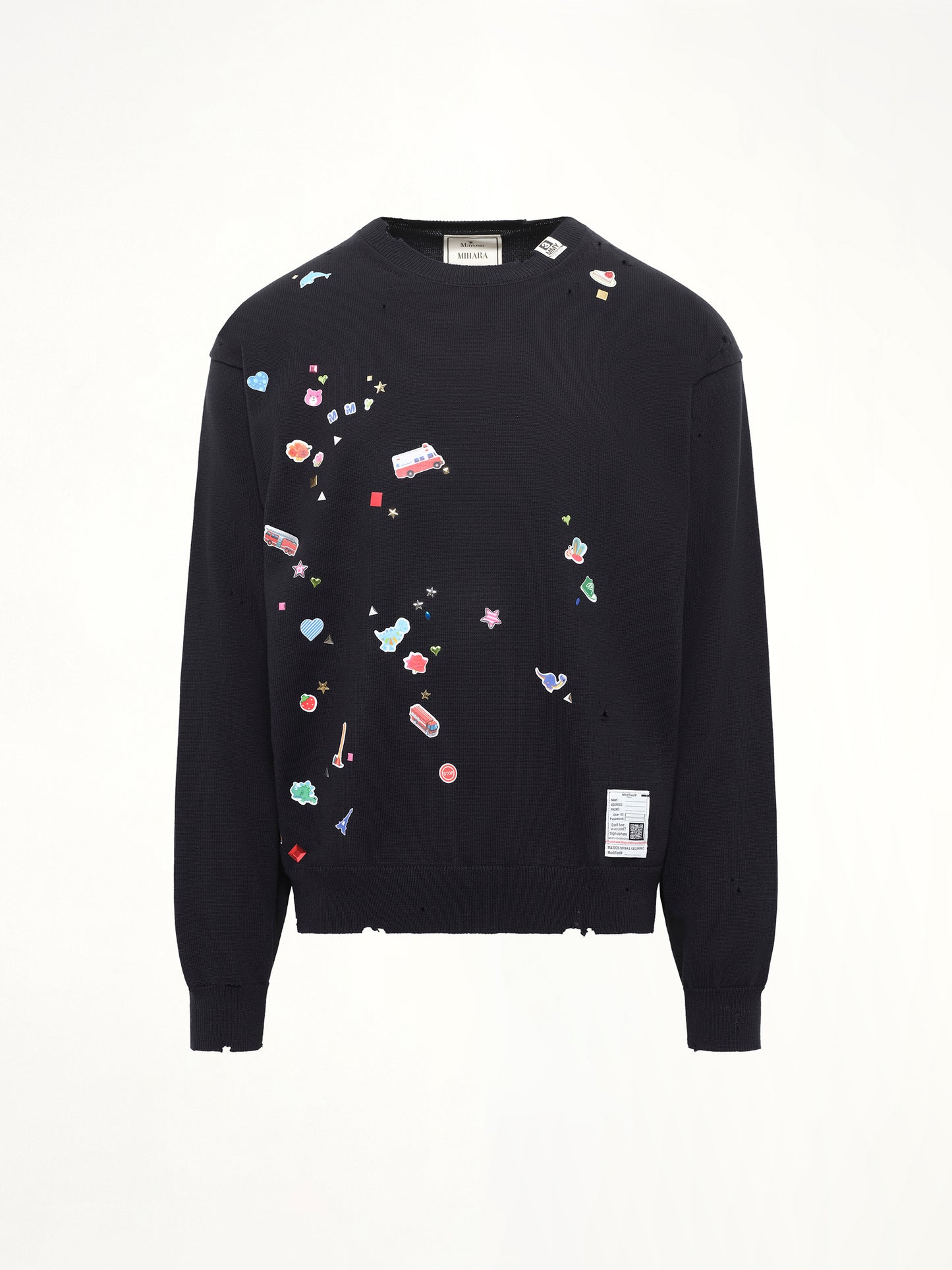 Kids Sticker Knit Pullover in Black