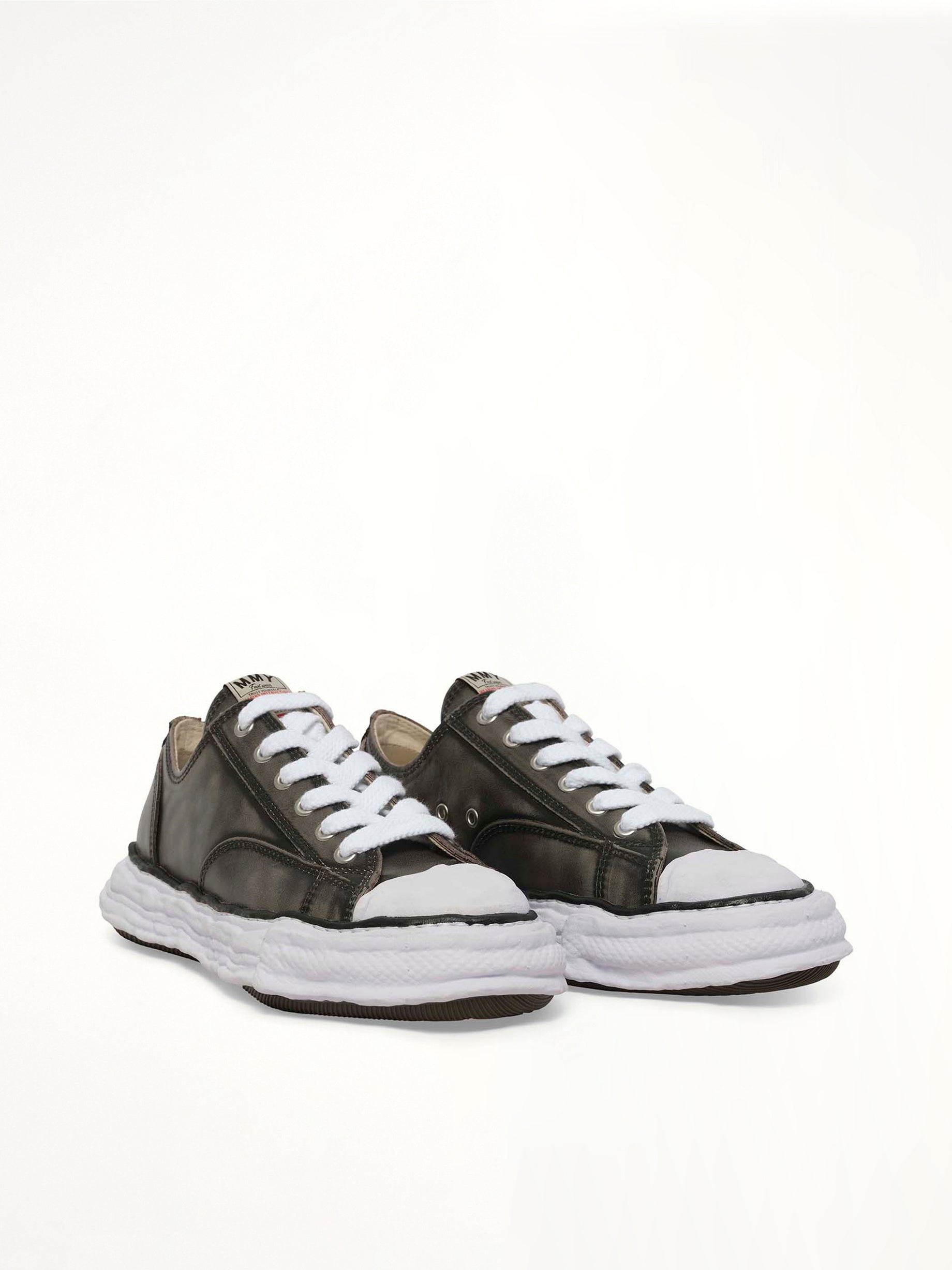MAISON MIHARA YASUHIRO Peterson 23 OG Vintage Leather Sneaker in Black Front View from MARAIS