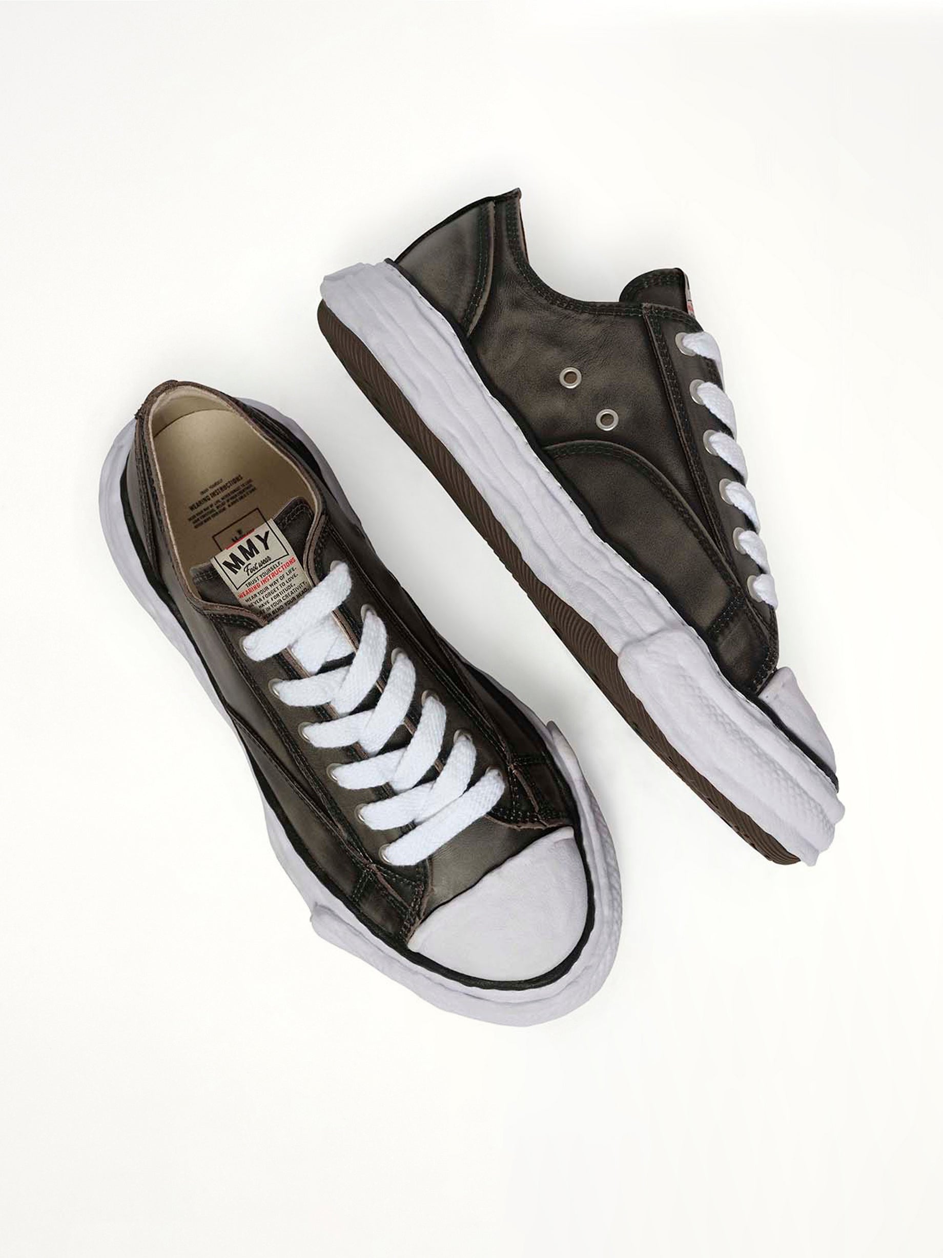 MAISON MIHARA YASUHIRO Peterson 23 OG Vintage Leather Sneaker in Black Top View from MARAIS