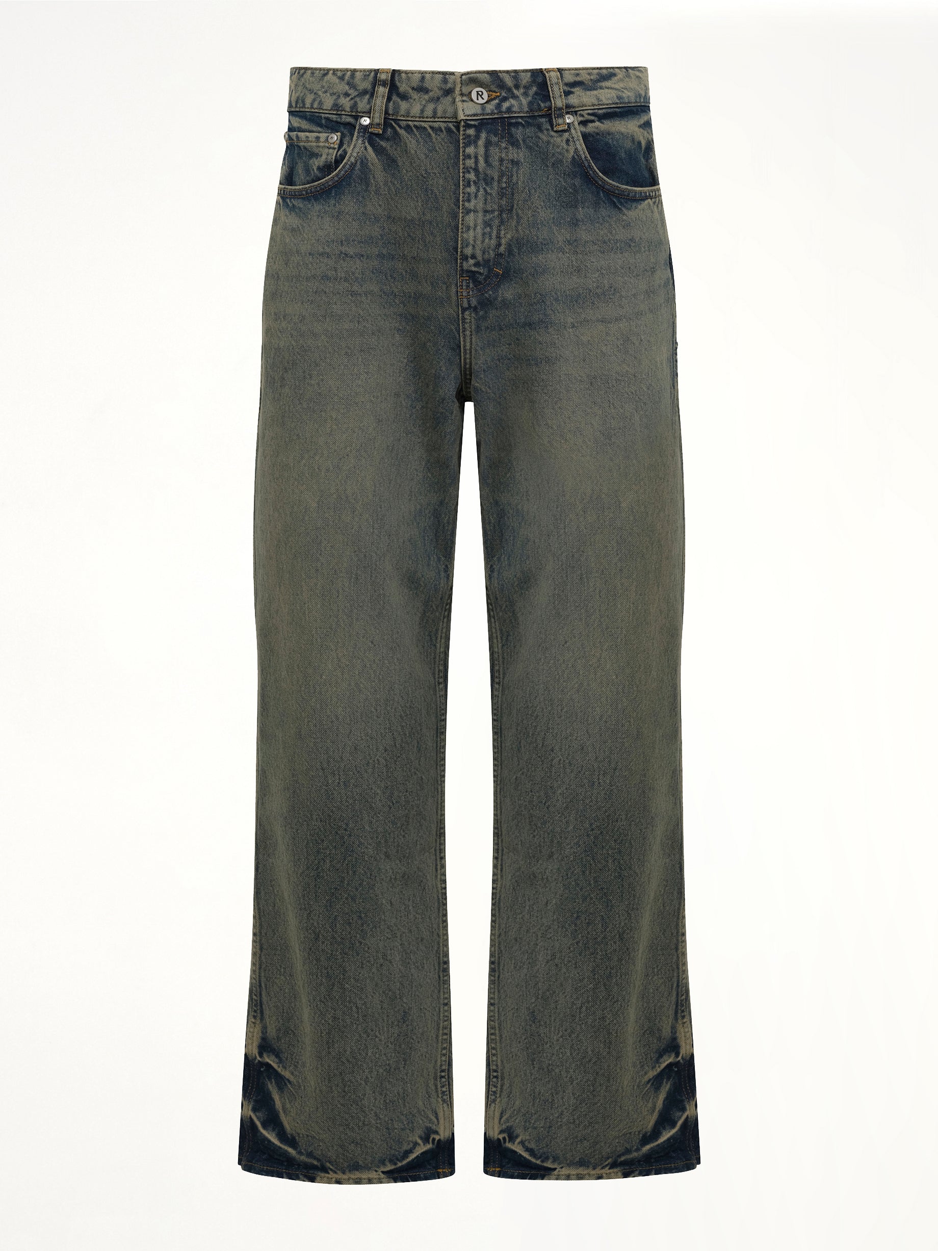 REPRESENT , R3 Baggy Denim Pants in Blue Side View from MARAIS