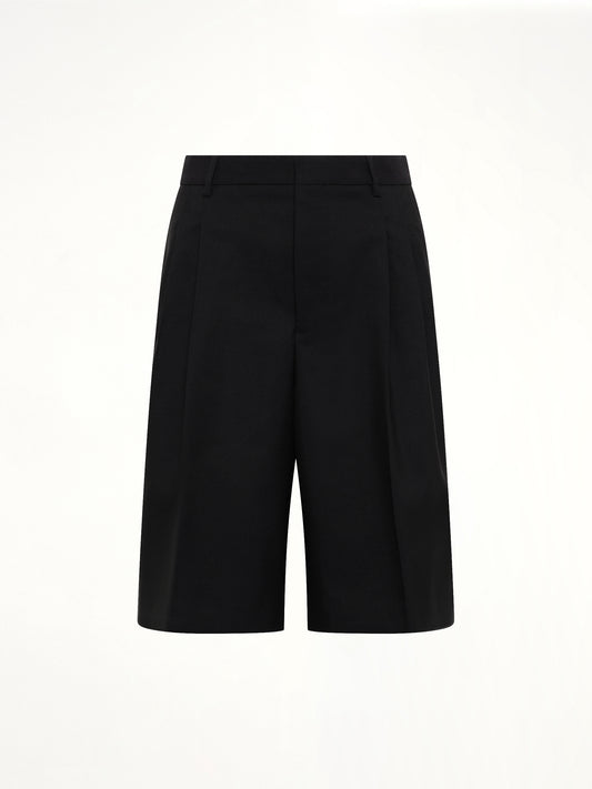Low Waist Wide Bermuda Shorts in Black
