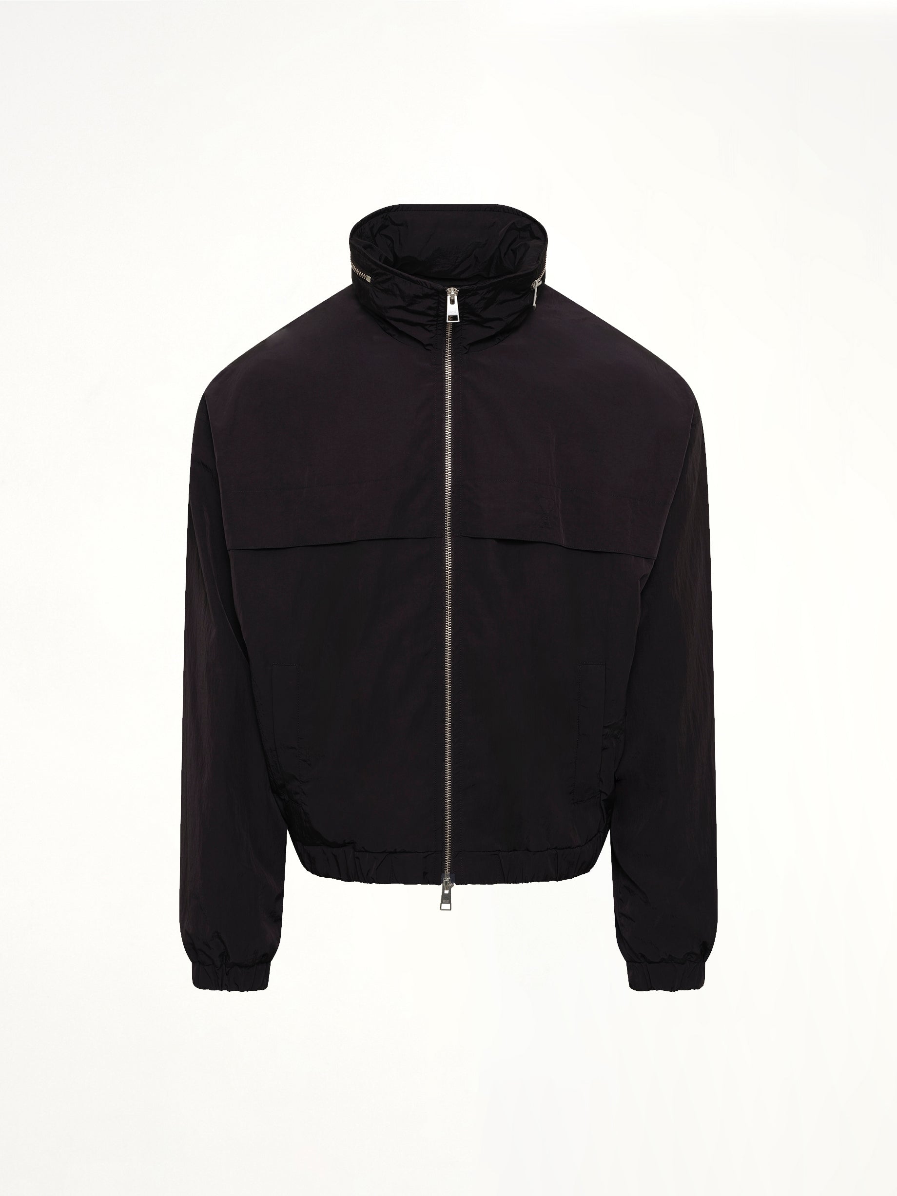 AMI PARIS Windbreaker with Embossed ADC in Black Product Photo from MARAIS