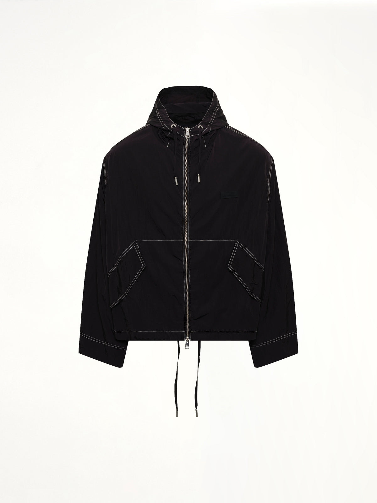 Crinkle Nylon Zipped Jacket in Black