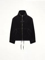 Crinkle Nylon Zipped Jacket in Black