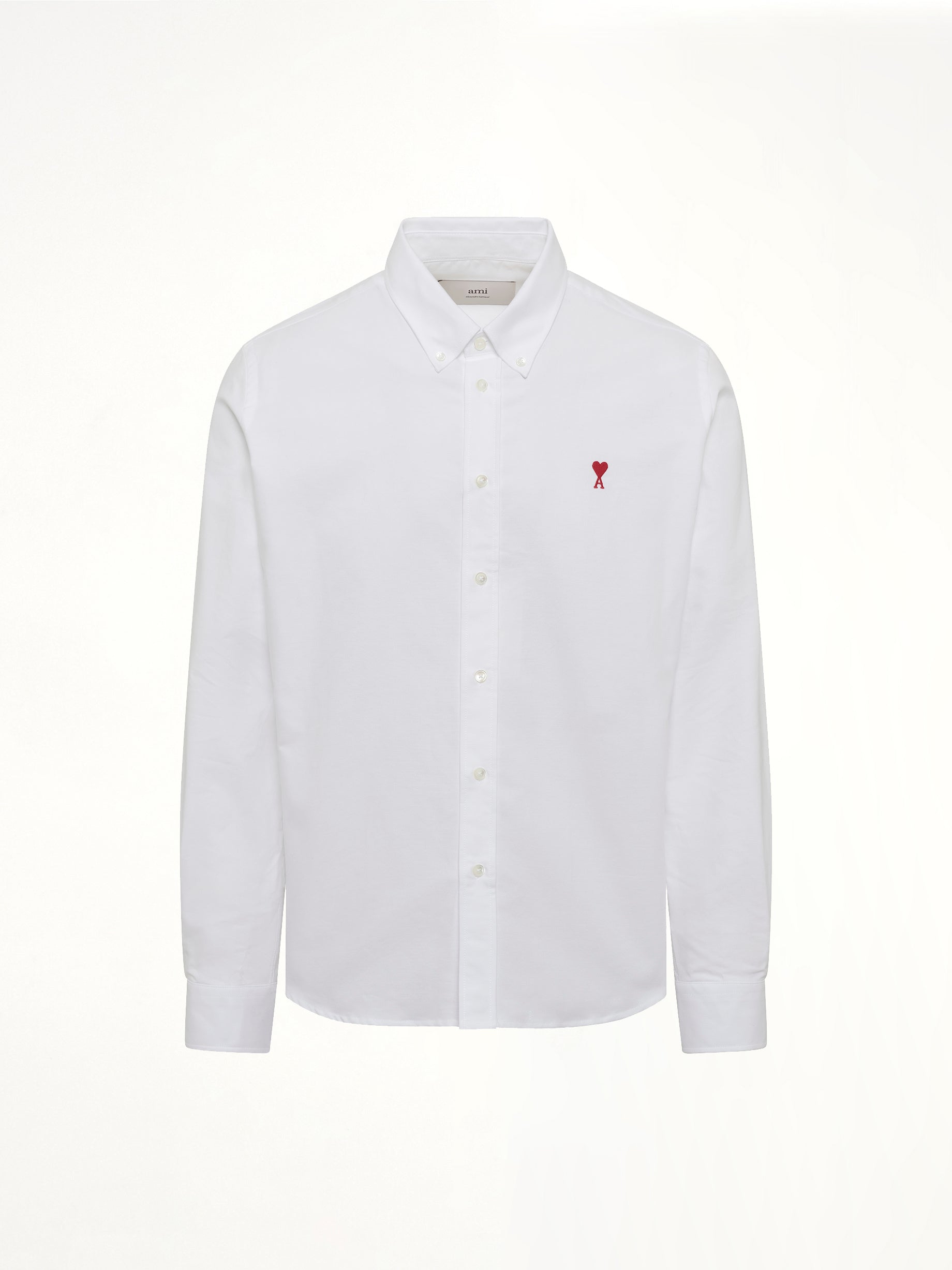 AMI PARIS Embroidered ADC Long Sleeve Shirt in White Product Photo from MARAIS
