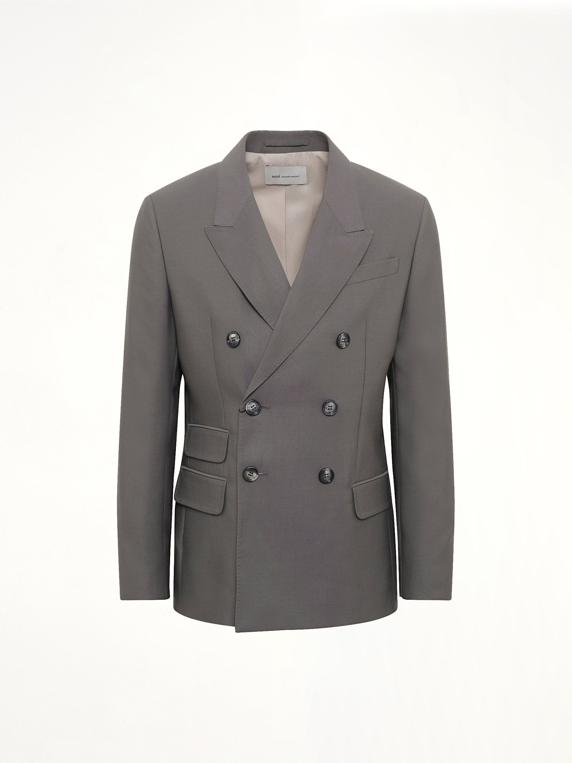 AMI PARIS Straight Double Breasted Jacket in Carbon Product Photo from MARAIS