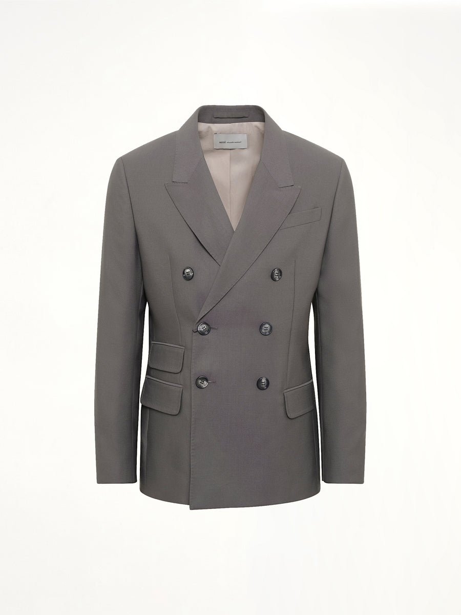 Straight Double Breasted Jacket in Carbon