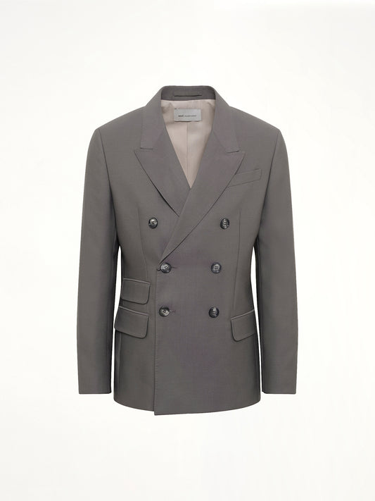 Straight Double Breasted Jacket in Carbon