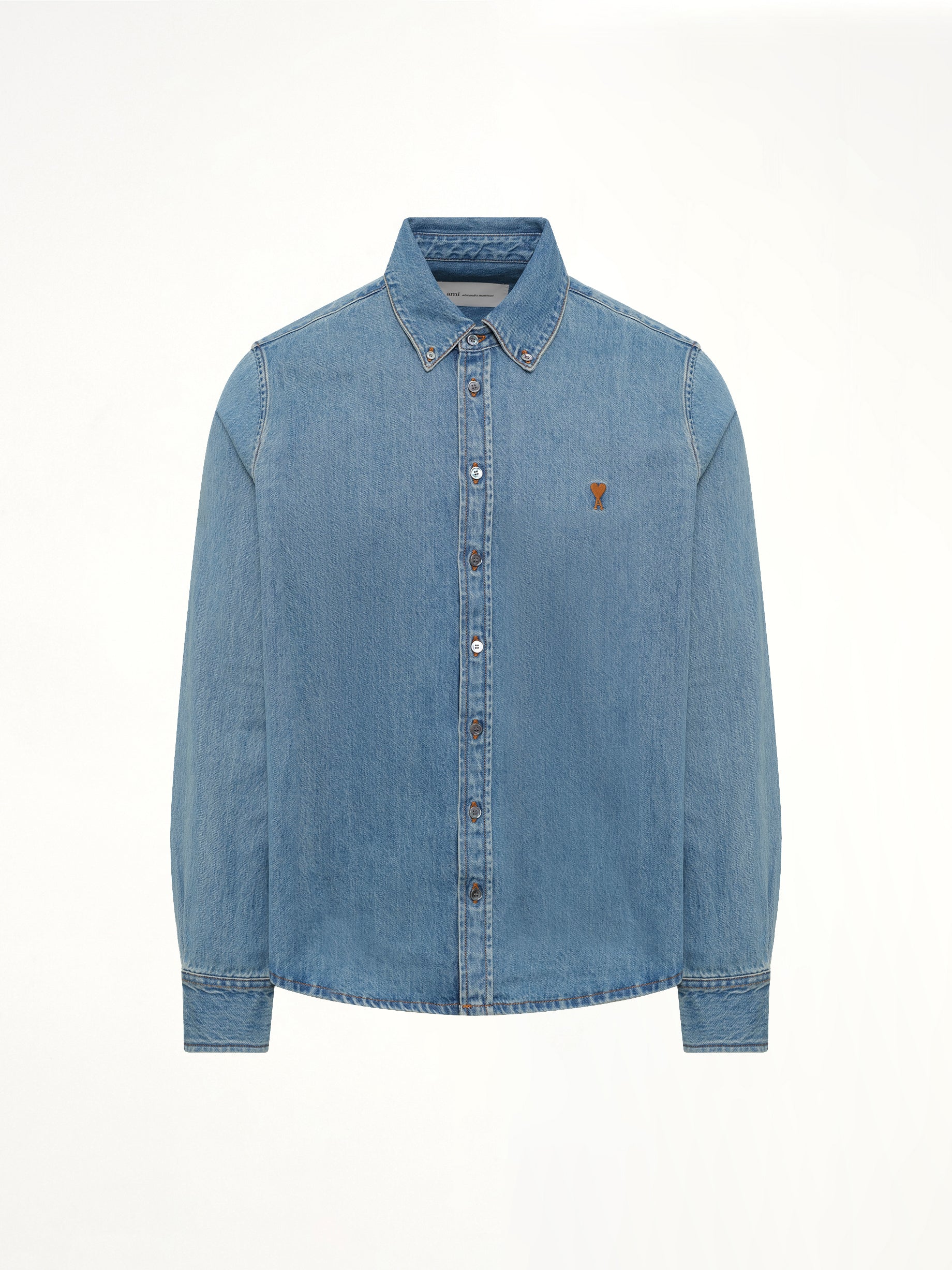 AMI PARIS Contrasted Ami De Coeur Shirt in Blue Product Photo from MARAIS