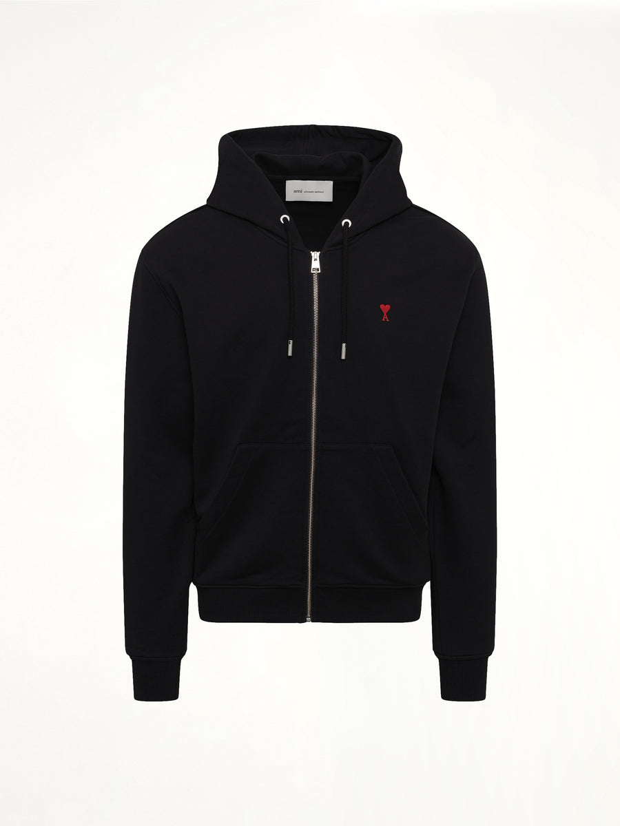 Ami De Coeur Zip Hoodie in Black/Red