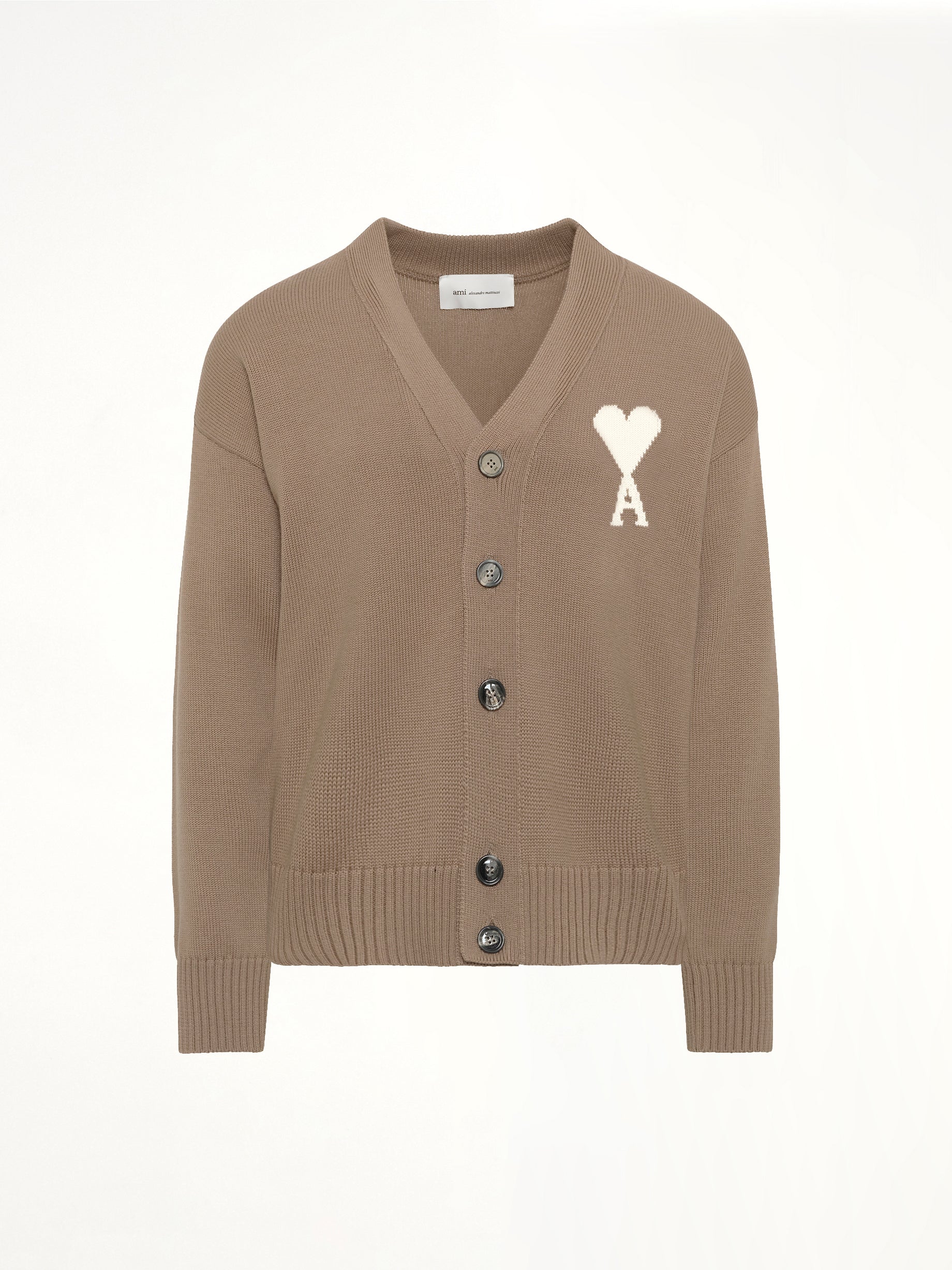 AMI PARIS , Contrasted ADC Cardigan in Beige Product Photo from MARAIS