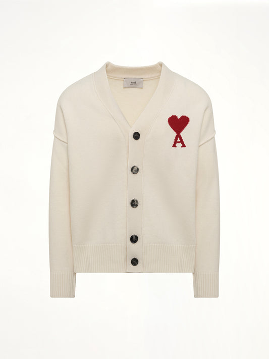 Red Ami De Coeur Cardigan in White