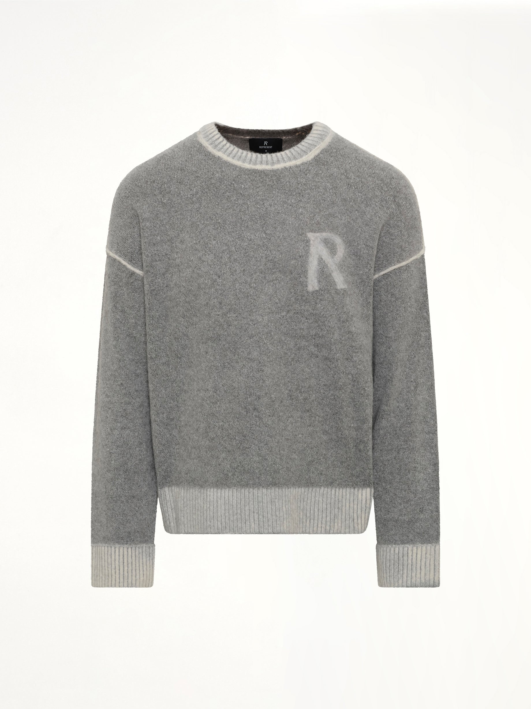 REPRESENT Laurel Knit Sweatshirt in Sun Fade Grey Product Photo from MARAIS