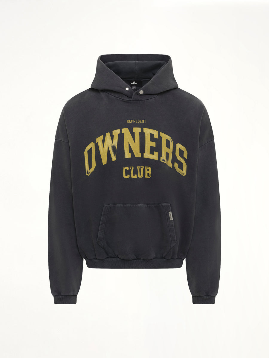 Represent Owners Club Hoodie in Faded Black
