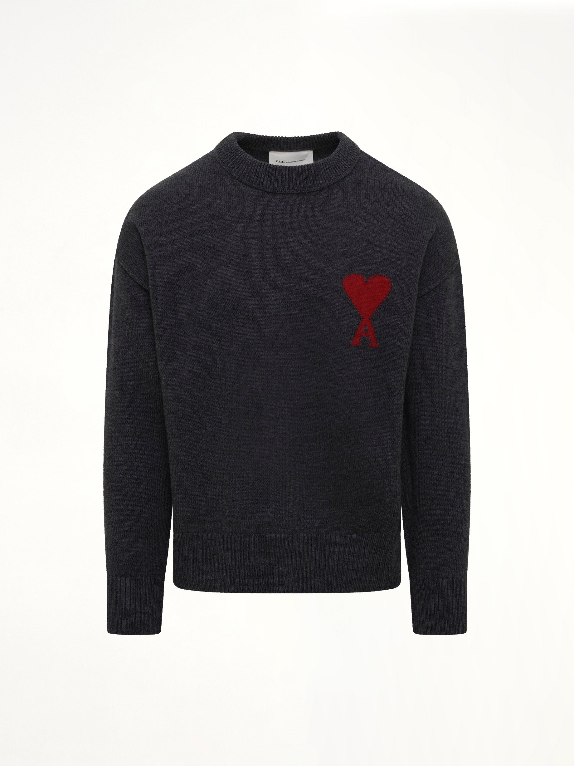 AMI PARIS Red Ami De Coeur Sweater in Grey Product Photo from MARAIS