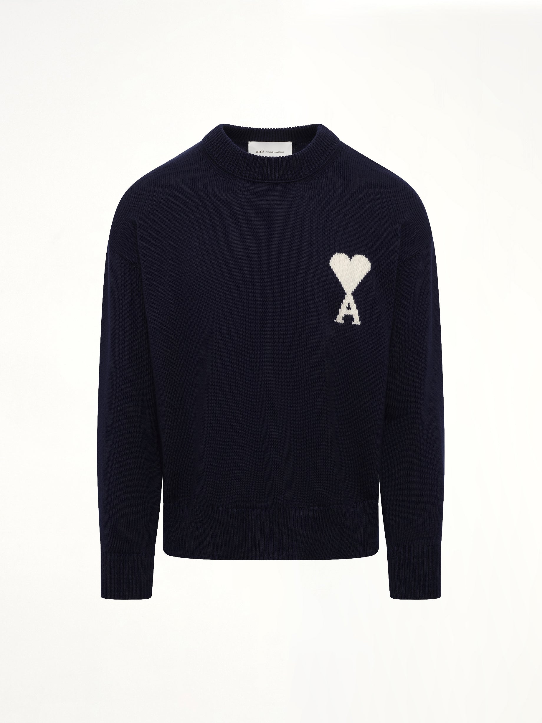 AMI PARIS , Contrasted ADC Sweater in Navy Product Photo from MARAIS